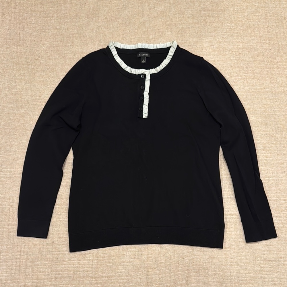 Talbots Black Buttoned Sweater - Picture 2 of 4